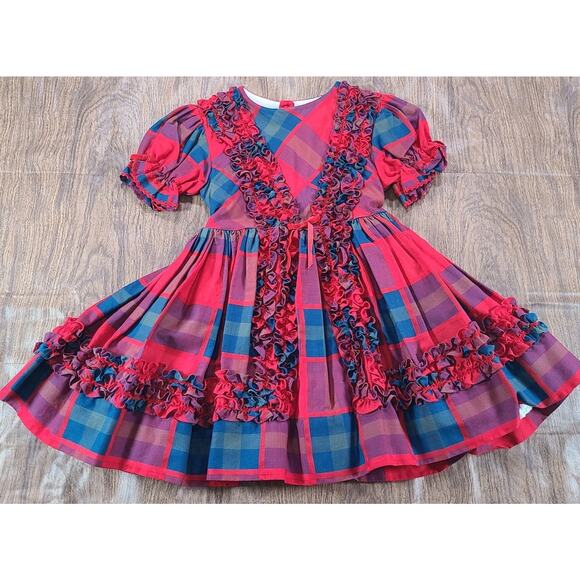 VINTAGE Martha's Miniatures Red Plaid Dress 6 Christmas Rare Full Circle Pageant - Picture 8 of 12